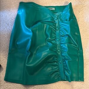 Maniere De Voir Teal Button-Front Mini Skirt